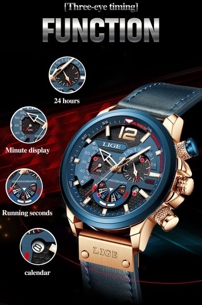 LIGE Men's Luxury Quartz Wristwatch - Image 3